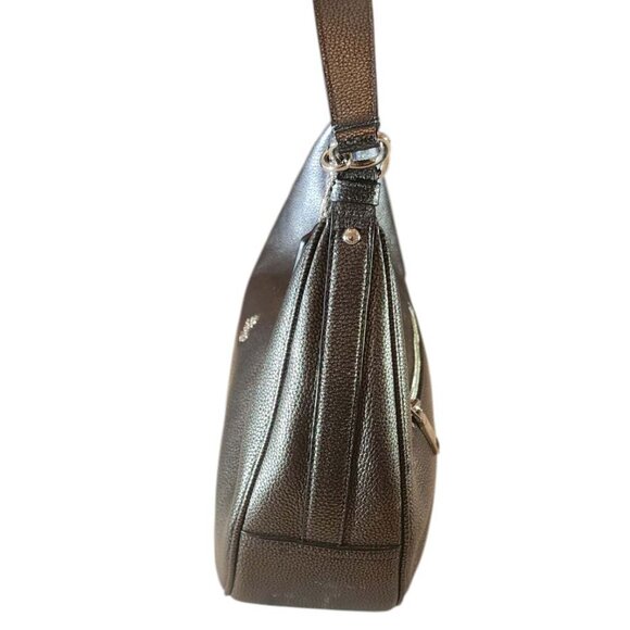 Coach Gray Metallic Hobo Pebble Leather Shoulder Bag - Picture 5 of 13